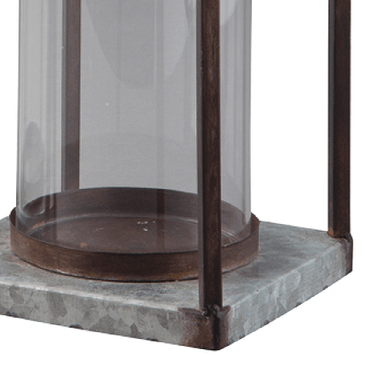 Geometric Lantern with Glass Hurricane, Set of 2, Black and Gray - BM230988