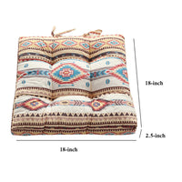 Tisa Traditional Ikat Pattern Fabric Chair Pad, Multicolor - BM231024