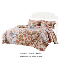 Rome 2 Piece Microfiber Reversible Floral Print Twin Quilt Set, Multicolor - BM231030