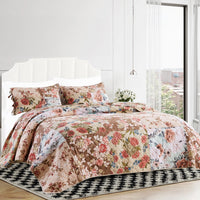 Rome 2 Piece Microfiber Reversible Floral Print Twin Quilt Set, Multicolor - BM231030