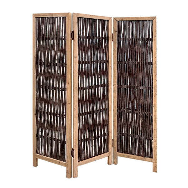 71 Inch 3 Panel Interconnected Branches Room Divider, Brown - BM231301