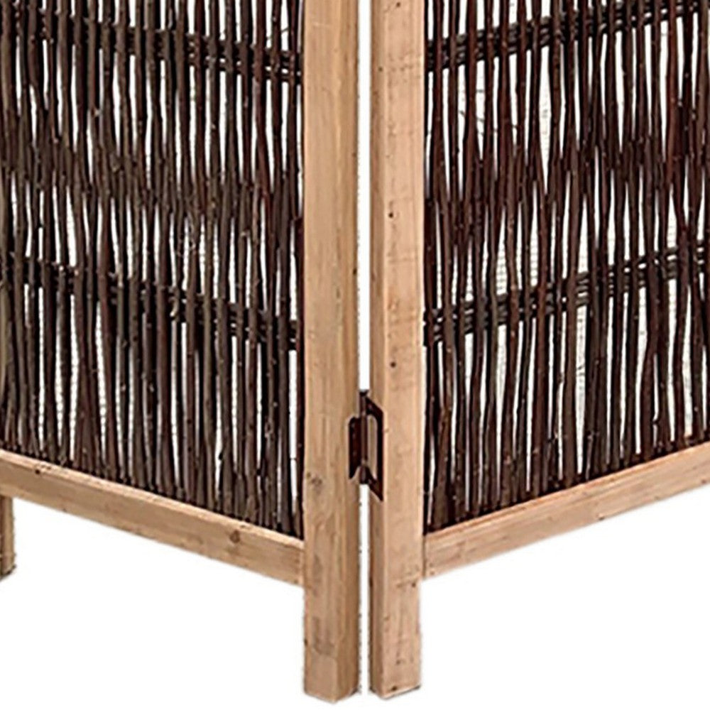 71 Inch 3 Panel Interconnected Branches Room Divider, Brown - BM231301