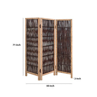 71 Inch 3 Panel Interconnected Branches Room Divider, Brown - BM231301