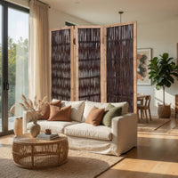 71 Inch 3 Panel Interconnected Branches Room Divider, Brown - BM231301