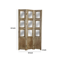 53 Inch 3 Panel Photo Frame Room Divider, Brown - BM231303