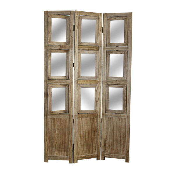 53 Inch 3 Panel Photo Frame Room Divider, Brown - BM231303