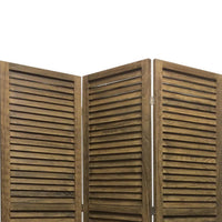 67 Inch 3 Panel Shutter Screen with Fitted Slats, Brown - BM231304