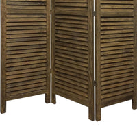 67 Inch 3 Panel Shutter Screen with Fitted Slats, Brown - BM231304