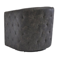 31 Inch Barrel Back Leatherette Swivel Accent Chair, Black - BM231371
