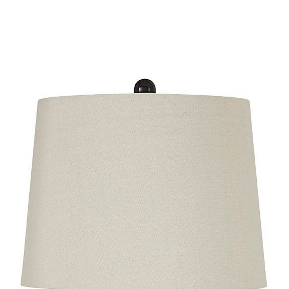 Metal Table Lamp with Turned Pedestal Base, Set of 2, Bronze - BM231406