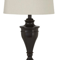 Metal Table Lamp with Turned Pedestal Base, Set of 2, Bronze - BM231406