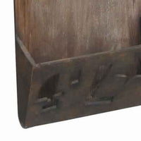 Industrial Style Wood and Metal Magazine Holder with Cutout Design, Brown - BM231491