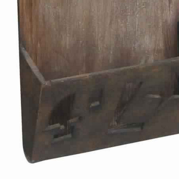 Industrial Style Wood and Metal Magazine Holder with Cutout Design, Brown - BM231491
