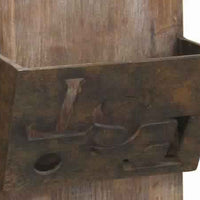 Industrial Style Wood and Metal Magazine Holder with Cutout Design, Brown - BM231491