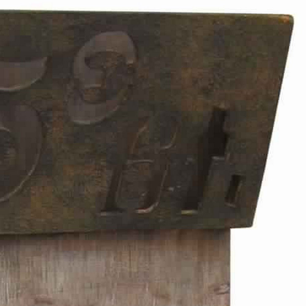 Industrial Style Wood and Metal Magazine Holder with Cutout Design, Brown - BM231491