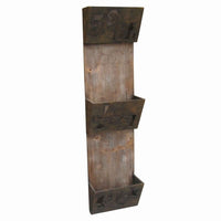 Industrial Style Wood and Metal Magazine Holder with Cutout Design, Brown - BM231491