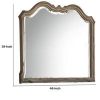 Wooden Molded Frame Mirror with Scalloped Design Top, Taupe Brown - BM231656