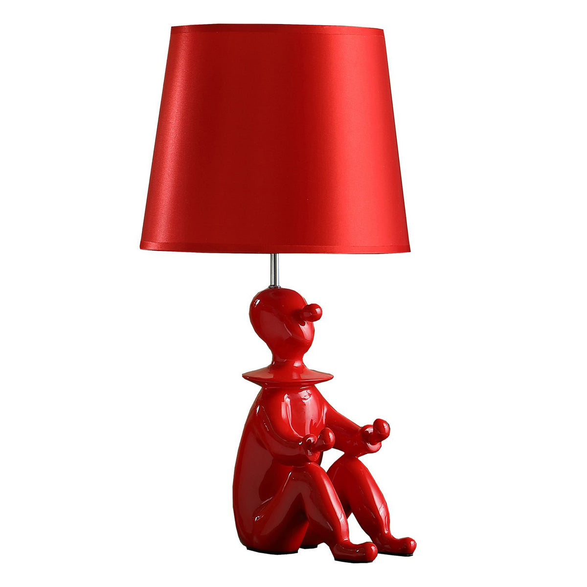 Fabric Shade Table Lamp with Polyresin Sitting Clown Base, Red  - BM231809
