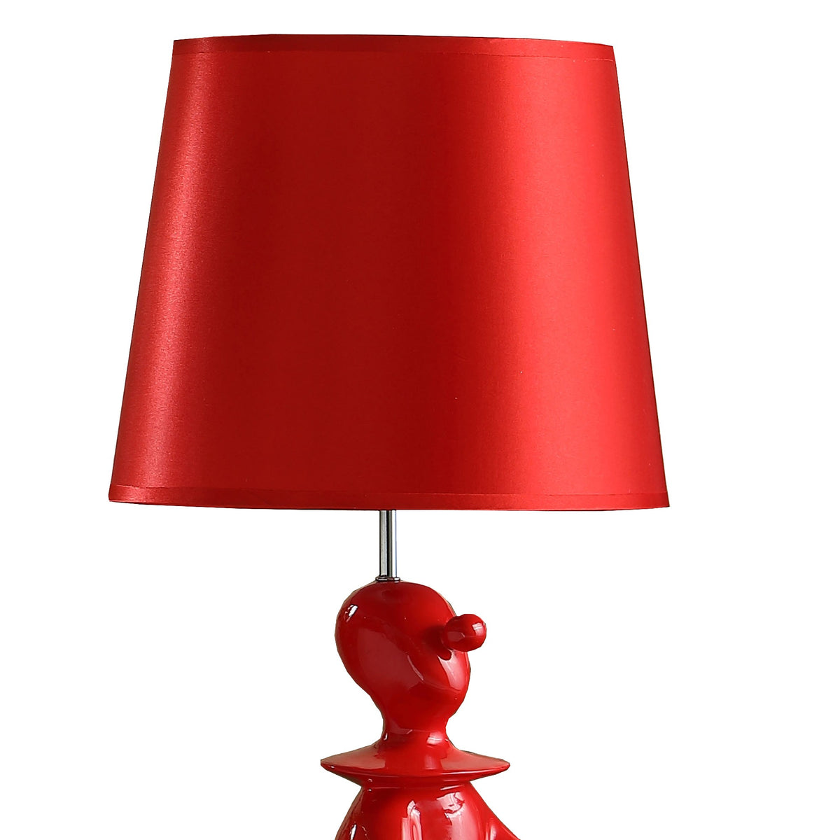 Fabric Shade Table Lamp with Polyresin Sitting Clown Base, Red  - BM231809