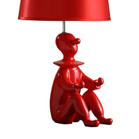 Fabric Shade Table Lamp with Polyresin Sitting Clown Base, Red  - BM231809