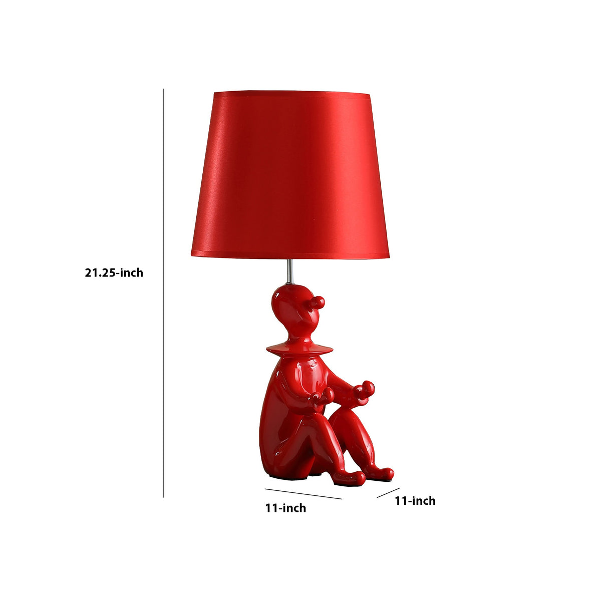 Fabric Shade Table Lamp with Polyresin Sitting Clown Base, Red  - BM231809