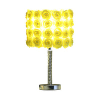 Bloom Roses Drum Shade Table Lamp with Twisted Acrylic Base, Yellow  - BM231813