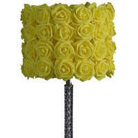 Bloom Roses Drum Shade Table Lamp with Twisted Acrylic Base, Yellow  - BM231813