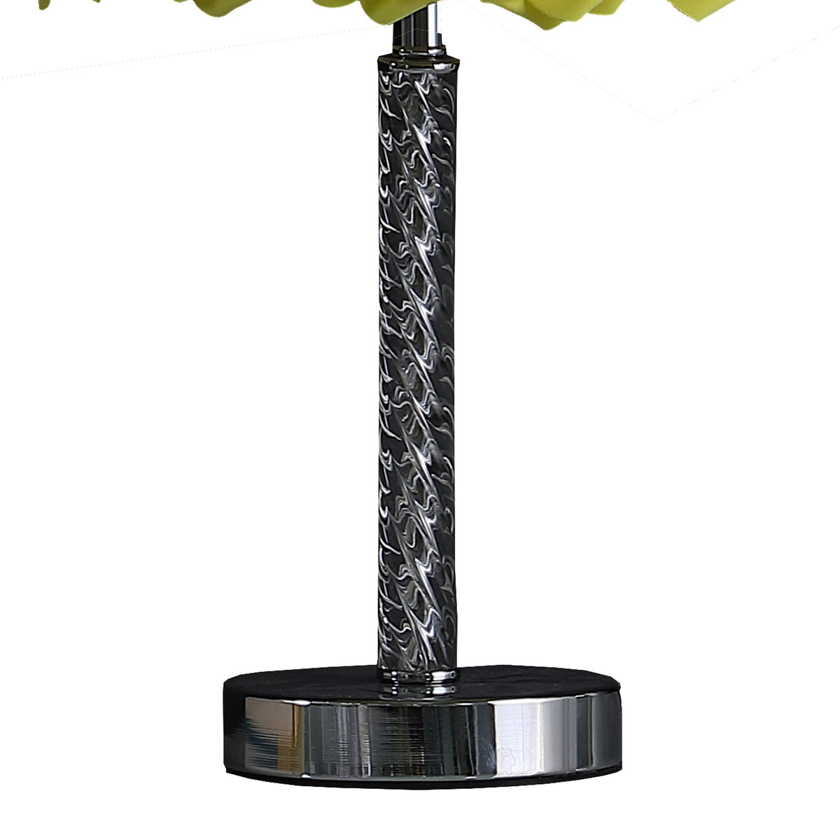 Bloom Roses Drum Shade Table Lamp with Twisted Acrylic Base, Yellow  - BM231813