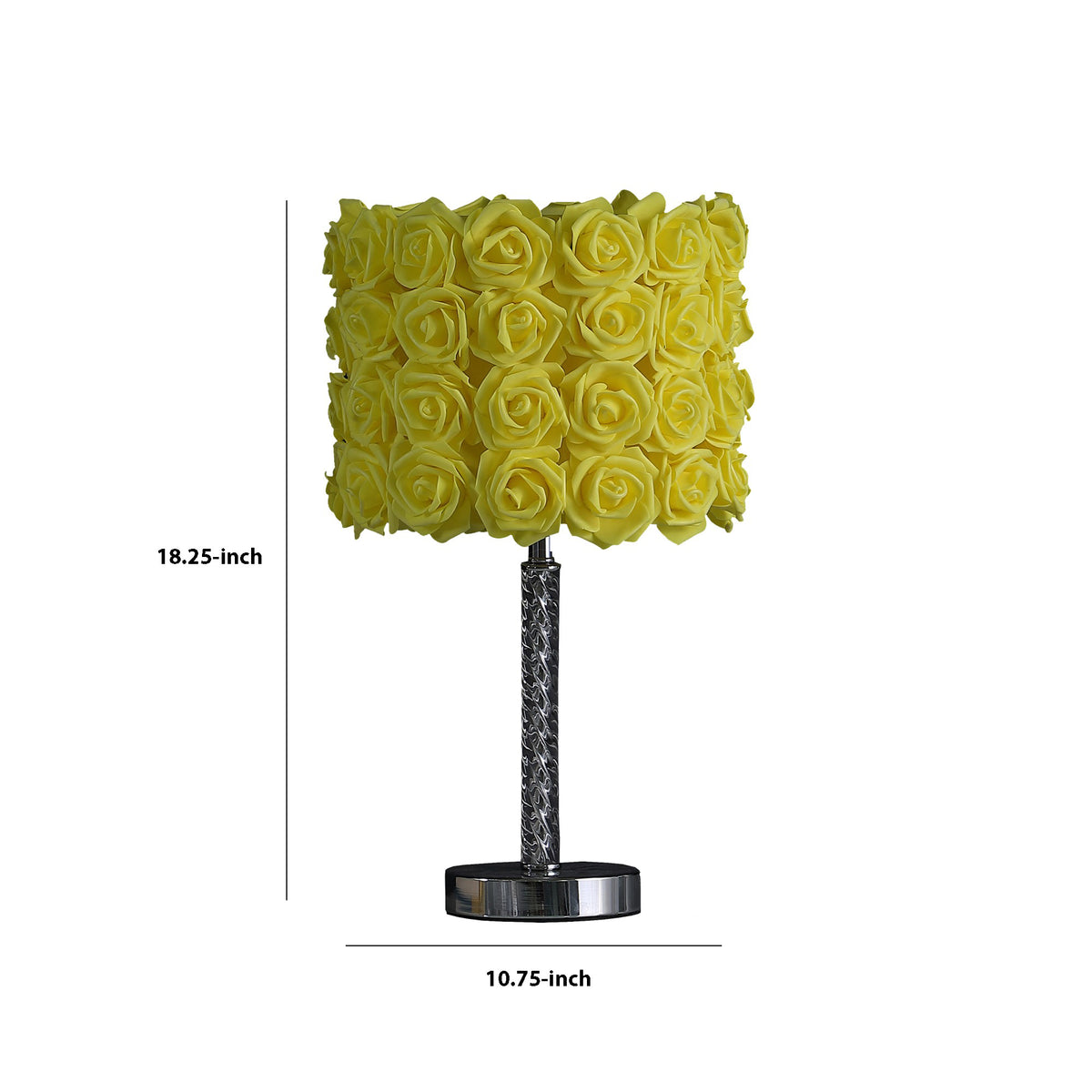 Bloom Roses Drum Shade Table Lamp with Twisted Acrylic Base, Yellow  - BM231813