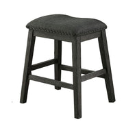 Fabric Saddle Counter Stool with Nailhead Trim, Set of 2, Gray - BM231841