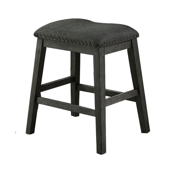 Fabric Saddle Counter Stool with Nailhead Trim, Set of 2, Gray - BM231841