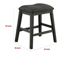 Fabric Saddle Counter Stool with Nailhead Trim, Set of 2, Gray - BM231841