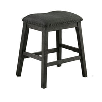 Fabric Saddle Counter Stool with Nailhead Trim, Set of 2, Gray - BM231841