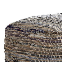Handwoven Square Shaped Pouf with Zipper, Multicolor  - BM231907