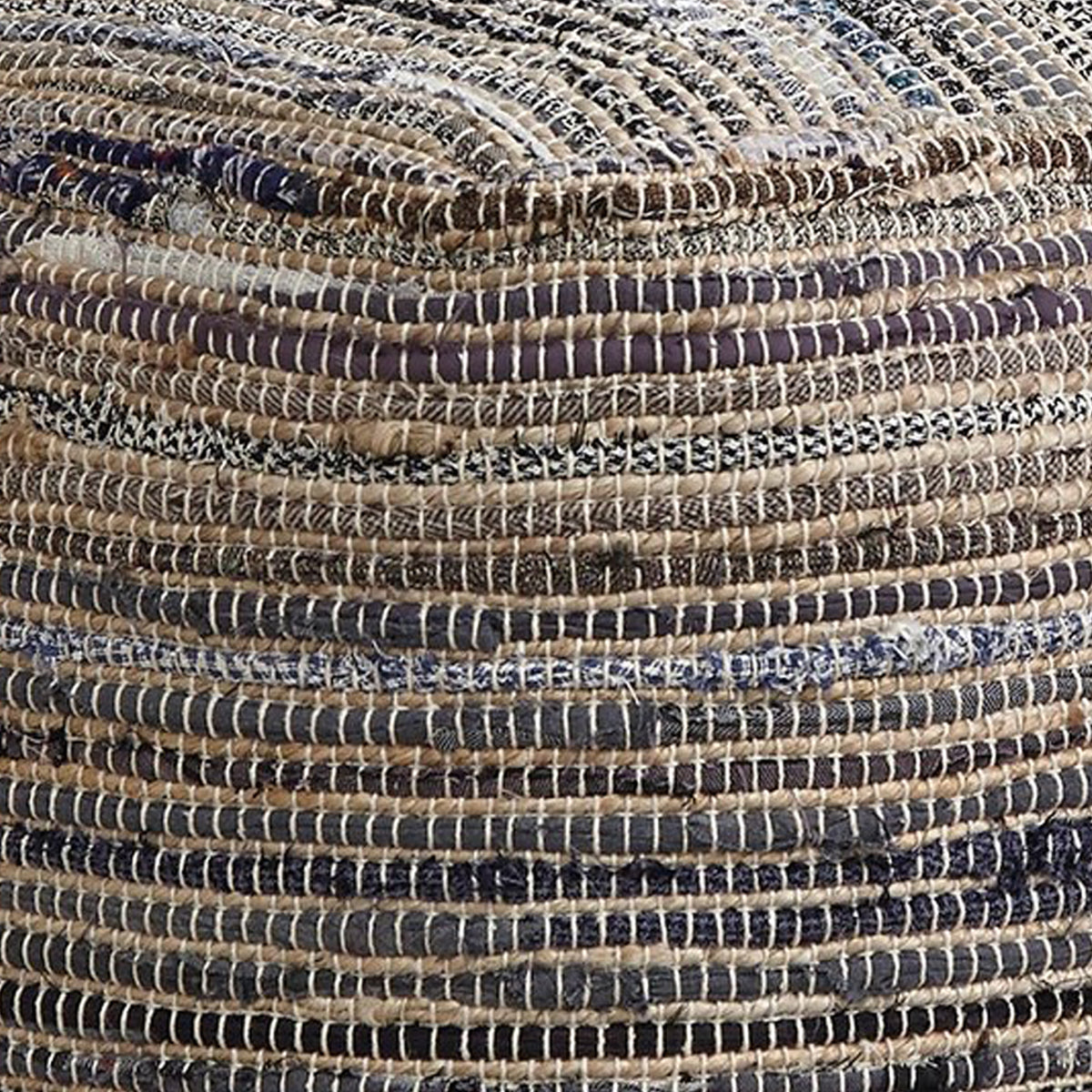 Handwoven Square Shaped Pouf with Zipper, Multicolor  - BM231907