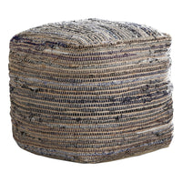 Handwoven Square Shaped Pouf with Zipper, Multicolor  - BM231907