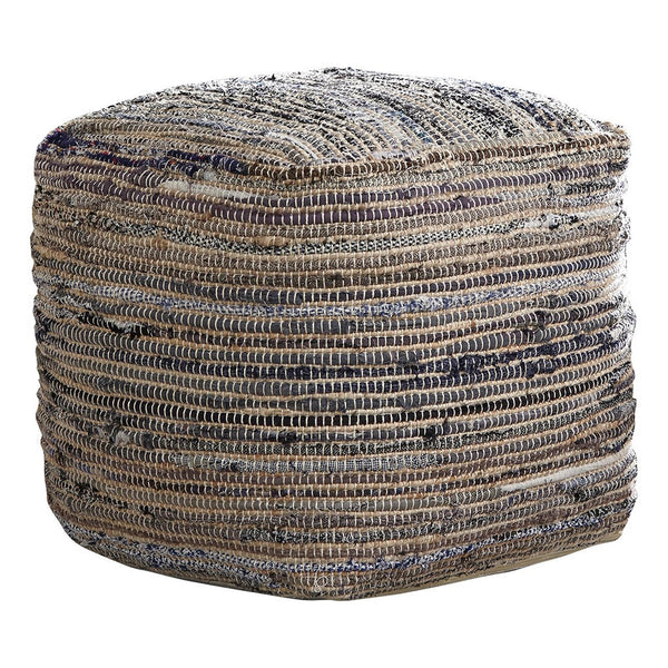 Handwoven Square Shaped Pouf with Zipper, Multicolor  - BM231907
