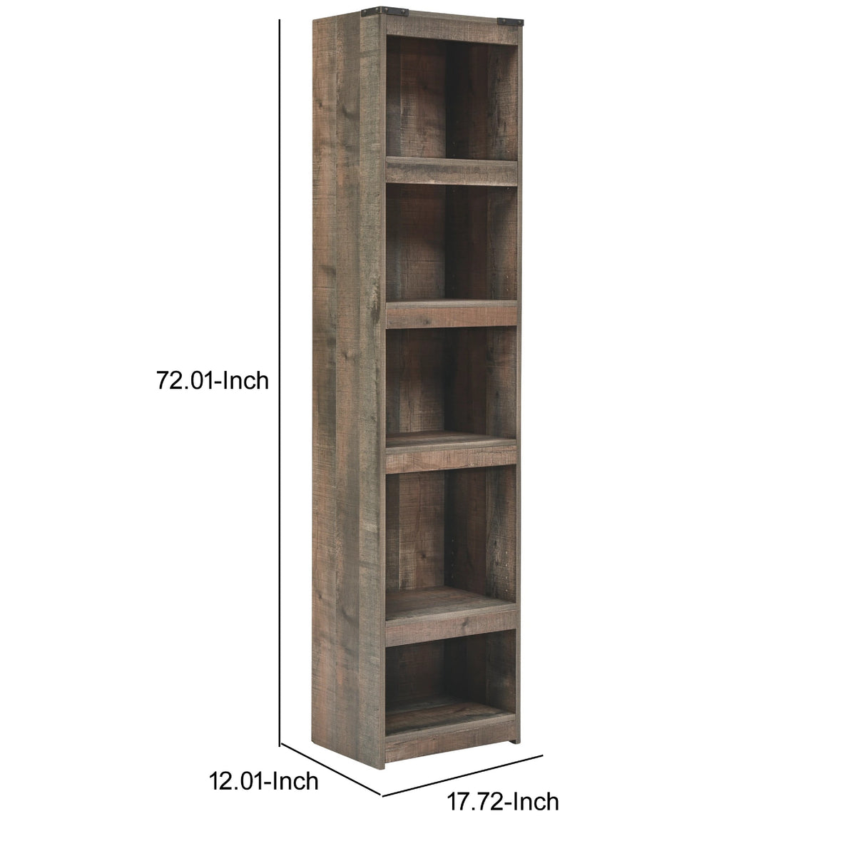 72 Inches 5 Compartment Wooden Pier with Metal Brackets, Brown