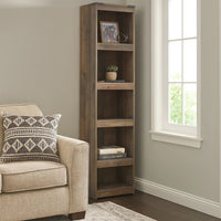72 Inches 5 Compartment Wooden Pier with Metal Brackets, Brown