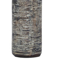Fabric Shade Table Lamp with Textured Base, Set of 2, White and Black - BM231949