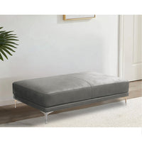 Leatherette Ottoman with Sleek Metal Feet, Gray - BM231972