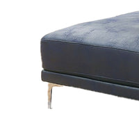 Leatherette Ottoman with Sleek Metal Feet, Blue - BM231973