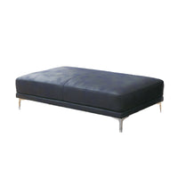 Leatherette Ottoman with Sleek Metal Feet, Blue - BM231973