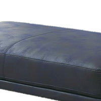 Leatherette Ottoman with Sleek Metal Feet, Blue - BM231973