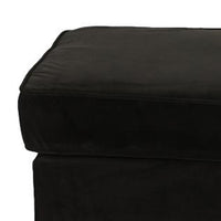 Fabric Ottoman with Nailhead Trim and Turned Feet, Black - BM231974