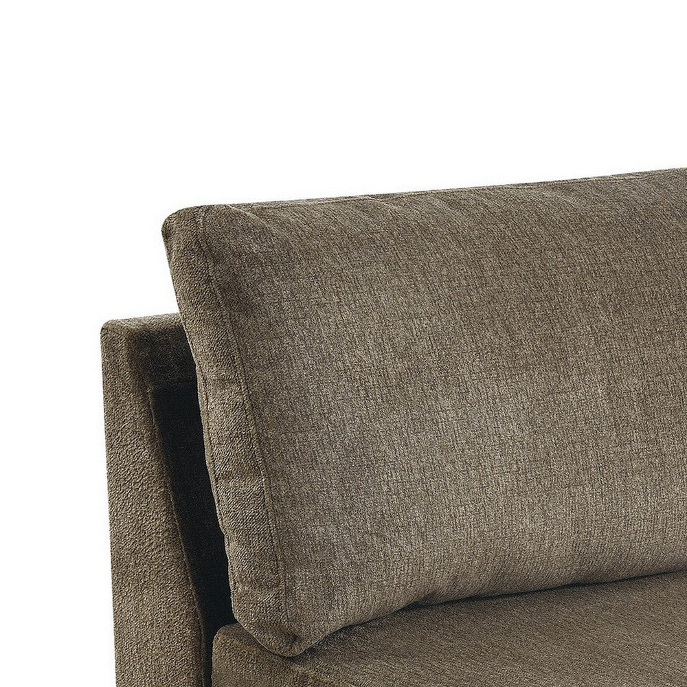 Fabric Armless Chair with Loose Back Pillows, Brown - BM231987