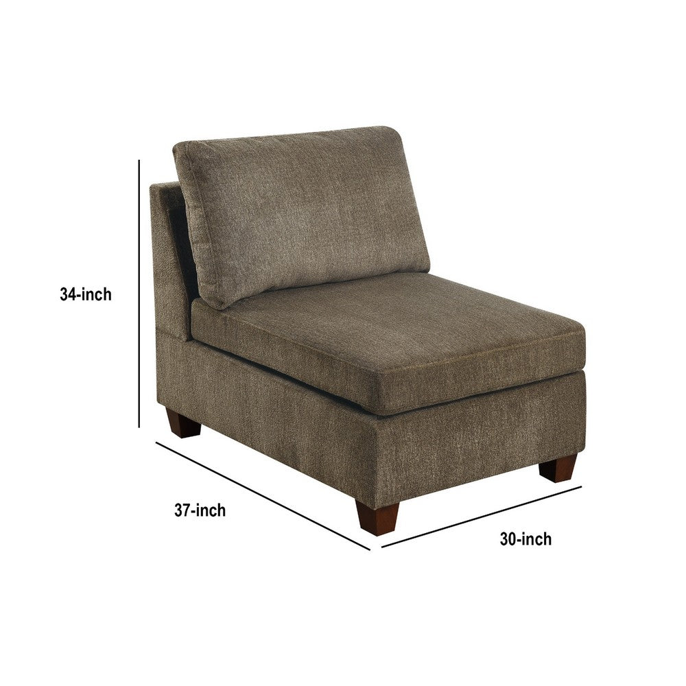 Fabric Armless Chair with Loose Back Pillows, Brown - BM231987