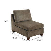 Fabric Armless Chair with Loose Back Pillows, Brown - BM231987