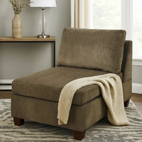 Fabric Armless Chair with Loose Back Pillows, Brown - BM231987