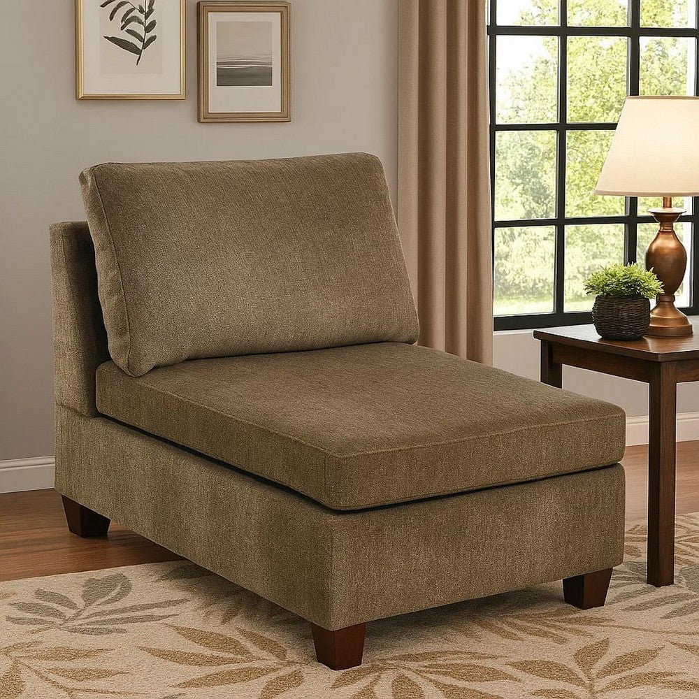 Fabric Armless Chair with Loose Back Pillows, Brown - BM231987